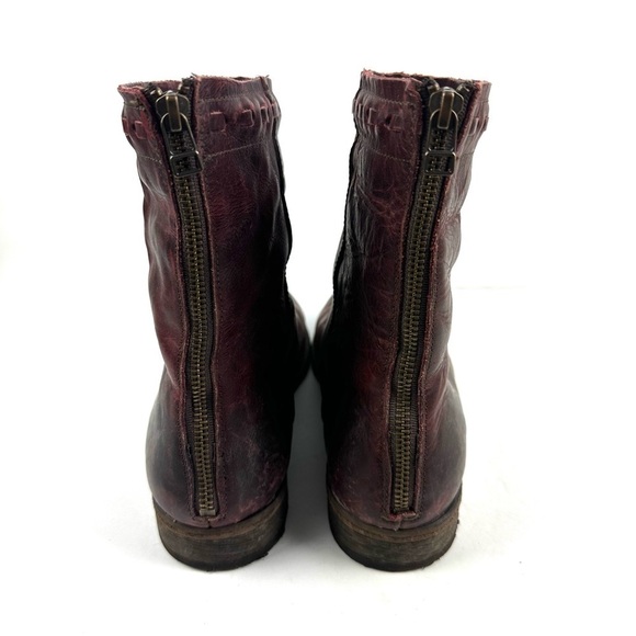 Free People Faryl Robin Dakota Ankle Boot 10 Oxblood Distressed Leather Zip Up - Picture 6 of 9